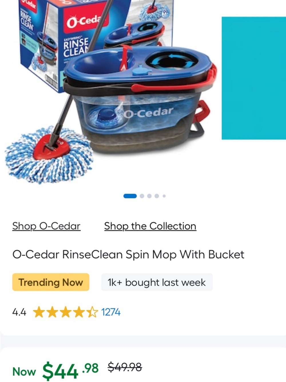RinseClean Spin Mop and Bucket - Blue/Red